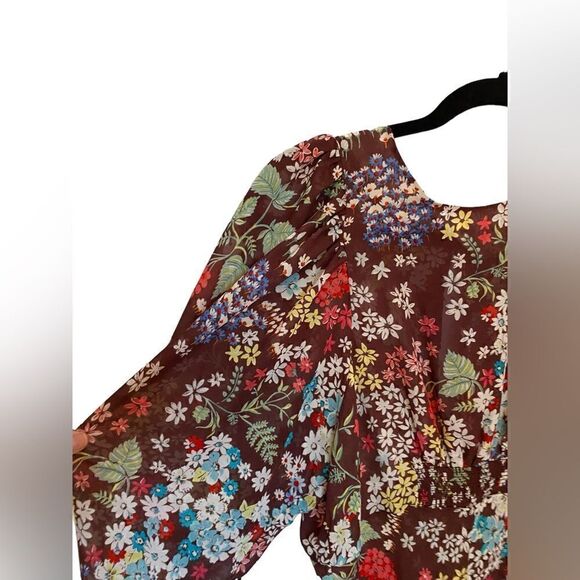 ASOS Design Brown Maxi Dress w/ Puff Sleeves in Vintage Floral Pattern - Picture 8 of 10